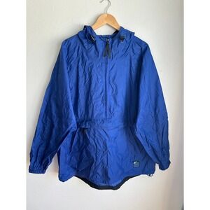 Woolrich Mens Cobalt Blue Anorak Windbreaker Hooded Half Zip Jacket XL 17016